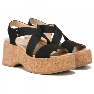 Dr. Scholl's Dottie Strappy Wedge Naisten Korolliset Sandaalit Mustat | JCKPL-8052