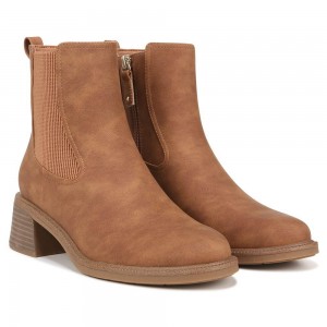 Dr. Scholl's Redux Block Heel Chelsea Naisten Western Saappaat Ruskea | YCIFP-3849
