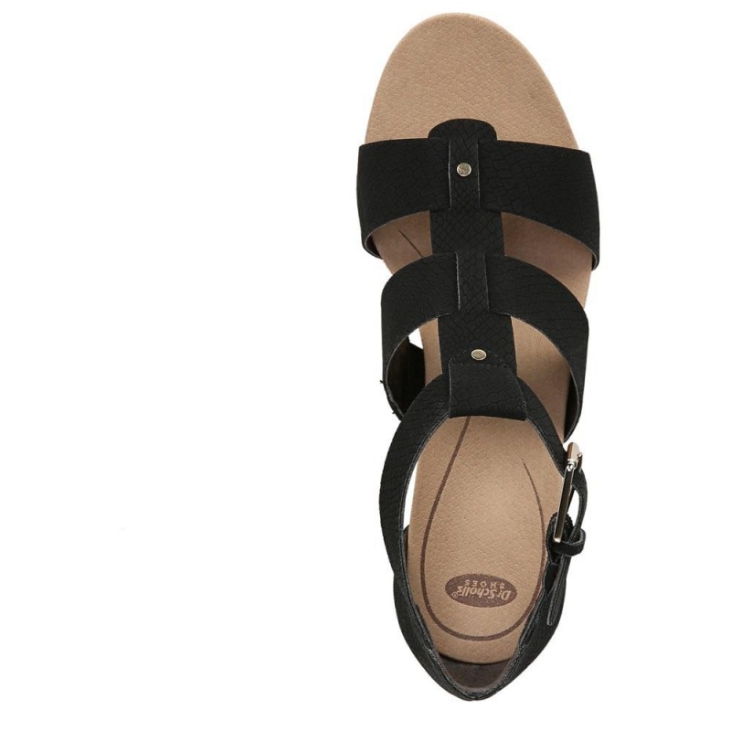 Dr. Scholl's Barton Naisten Kiilakorkosandaalit Mustat Käärmeennahka | MYZFX-4853