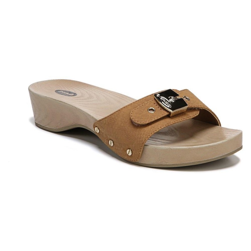 Dr. Scholl's Classic Naisten Slide Sandaalit Ruskea Käärmeennahka | PYSIQ-7135