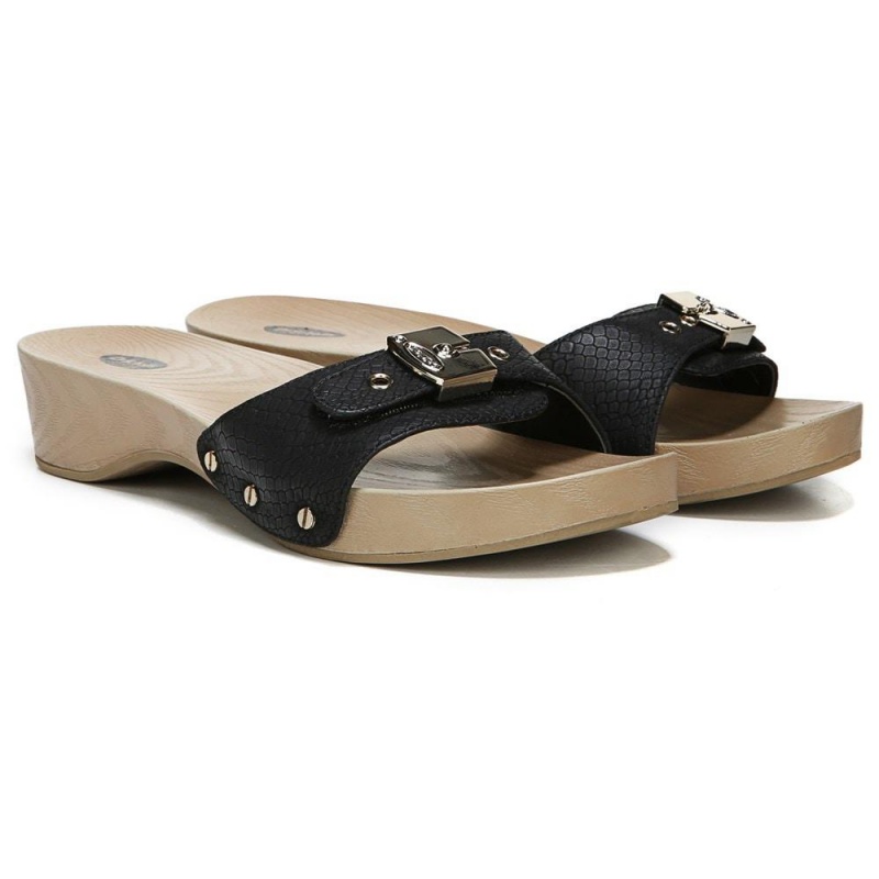 Dr. Scholl\'s Classic Naisten Slide Sandaalit Mustat Käärmeennahka | BIEVU-9352