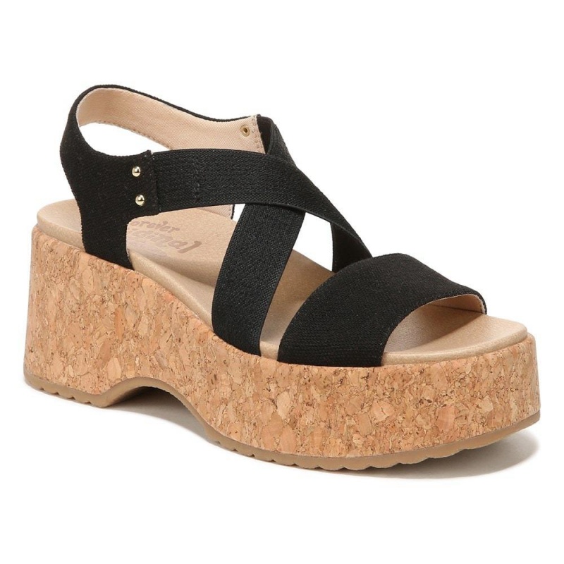 Dr. Scholl's Dottie Strappy Wedge Naisten Korolliset Sandaalit Mustat | JCKPL-8052