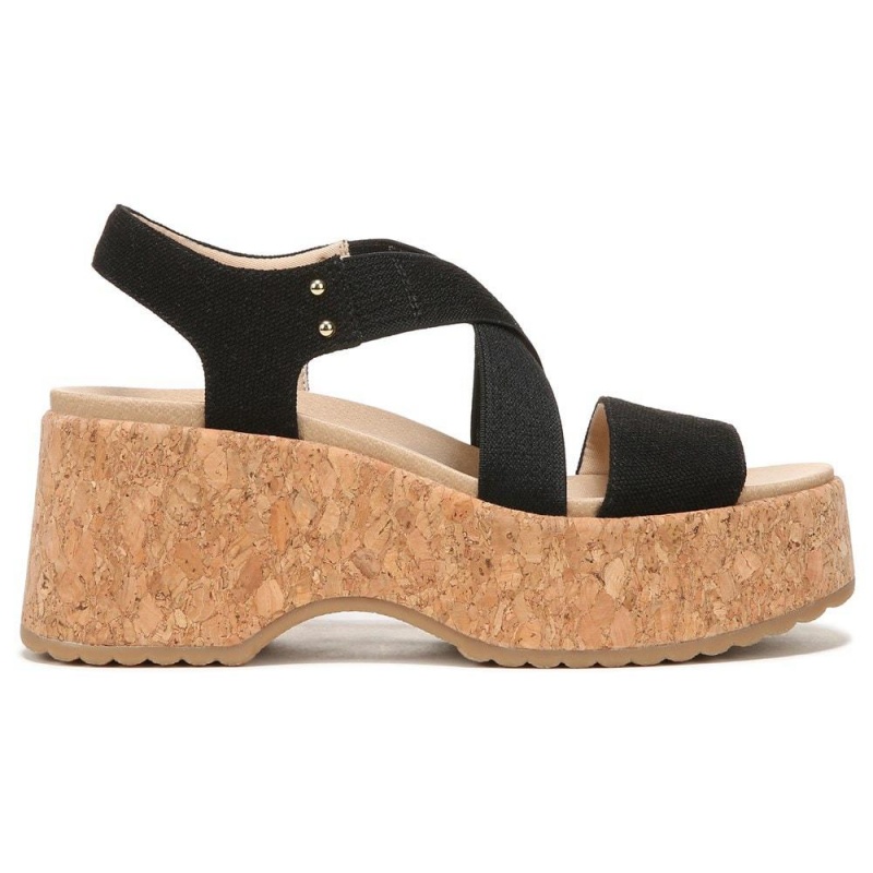 Dr. Scholl's Dottie Strappy Wedge Naisten Korolliset Sandaalit Mustat | JCKPL-8052