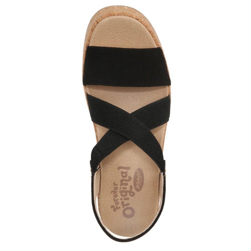Dr. Scholl's Dottie Strappy Wedge Naisten Korolliset Sandaalit Mustat | JCKPL-8052