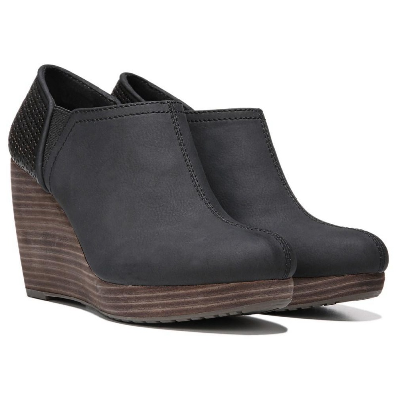 Dr. Scholl\'s Harlow Wedge Naisten Saappaat Mustat | IUNFJ-3859