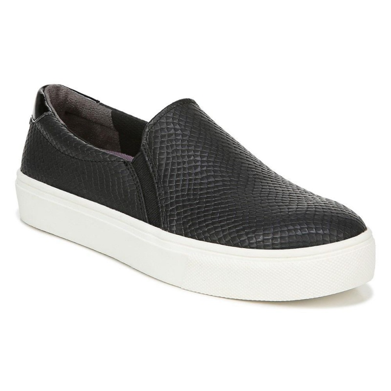Dr. Scholl's Nova Naisten Slip On Tennarit Mustat Käärmeennahka | LVKBA-7154