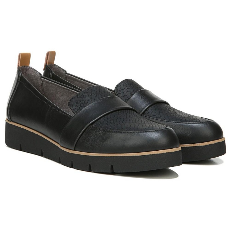 Dr. Scholl\'s Webster Naisten Loafers Mustat Käärmeennahka | UEOKR-7051
